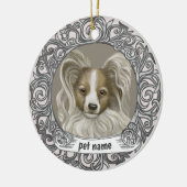 Papillon-honden sieradje ter nagedachtenis keramisch ornament (Links)