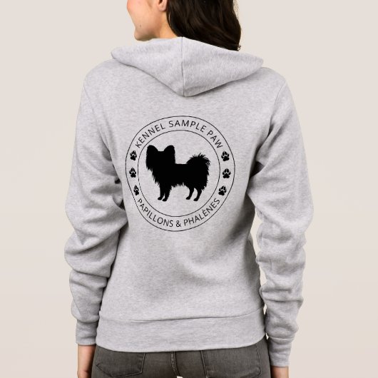 Papillon Honden Silhouet Met Pootafdrukken En Aang Hoodie (Achterkant)