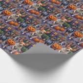 Papillon Honden Trick-or-Treating Halloween Kostuu Cadeaupapier (Hoek)