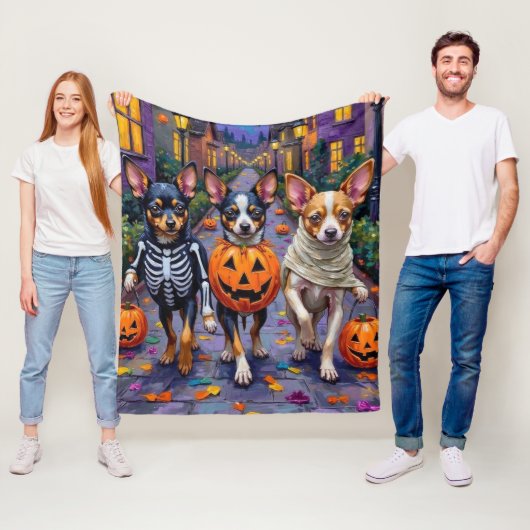 Papillon Honden Trick-or-Treating Halloween Kostuu Fleece Deken (In situ)