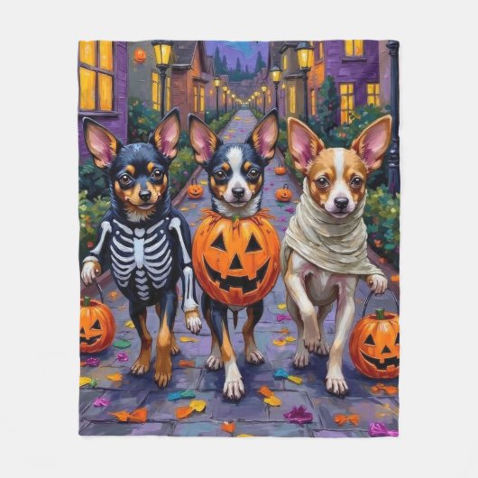 Papillon Honden Trick-or-Treating Halloween Kostuu Fleece Deken (Voorkant)