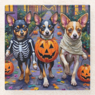 Papillon Honden Trick-or-Treating Halloween Kostuu Glazen Onderzetter