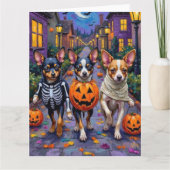 Papillon Honden Trick-or-Treating Halloween Kostuu Kaart (Voorkant)