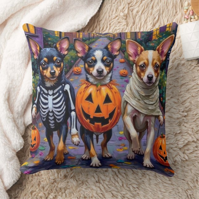 Papillon Honden Trick-or-Treating Halloween Kostuu Kussen (Deken)