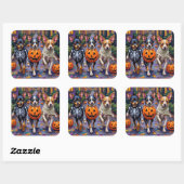 Papillon Honden Trick-or-Treating Halloween Kostuu Vierkante Sticker (Vel)