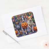 Papillon Honden Trick-or-Treating Halloween Kostuu Vierkante Sticker (Envelop)