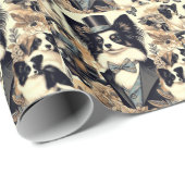 Papillon hondenillustratie Cadeaupapier (Rol Hoek)