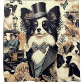 Papillon hondenillustratie Douchegordijn (Voorkant)