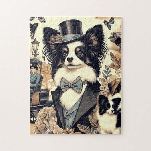  Papillon hondenillustratie Legpuzzel (Verticaal)