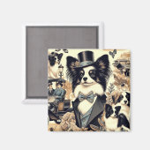  Papillon hondenillustratie Magneet (Voorkant / Achterkant)