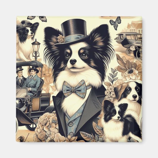  Papillon hondenillustratie Magneet (Voorkant)