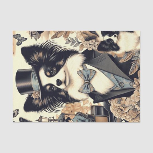 Papillon hondenillustratie Tissuepapier (Voorkant)