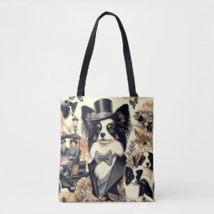 Papillon hondenillustratie Tote Bag