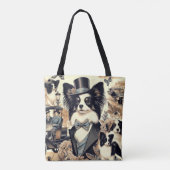  Papillon hondenillustratie Tote Bag (Achterkant)