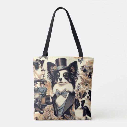  Papillon hondenillustratie Tote Bag (Achterkant)