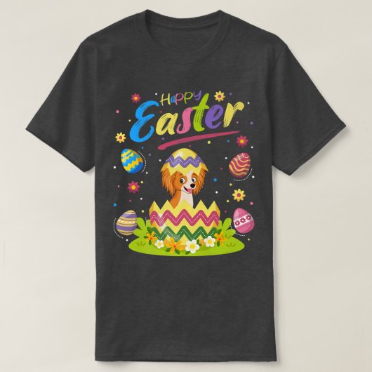 Papillon Hondenliefhebber Funny Easter Papillon Ha T-shirt (Design voorkant)