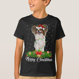 Papillon Hondenliefhebber Matching Santa Hat Papil T-shirt