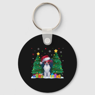 Papillon Hondenliefhebbers Santa Hat Lelijk Kerstz Sleutelhanger