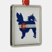 Papillon Hondenras Colorado Flag Silhouette Metalen Ornament (Rechts)