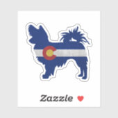 Papillon Hondenras Colorado Flag Silhouette Sticker (Vel)