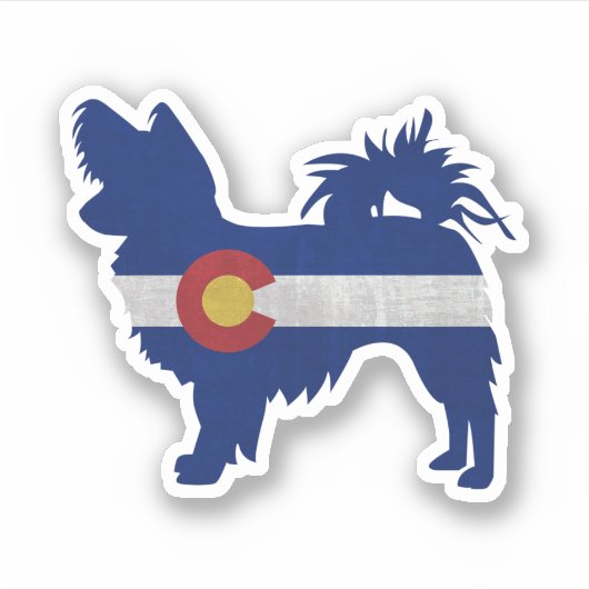 Papillon Hondenras Colorado Flag Silhouette Sticker (Voorkant)