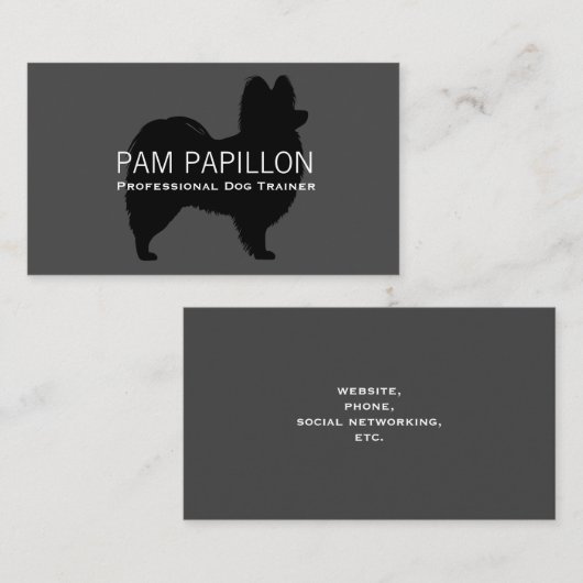 Papillon Hondenras Silhouette Visitekaartje (Voorkant / Achterkant)