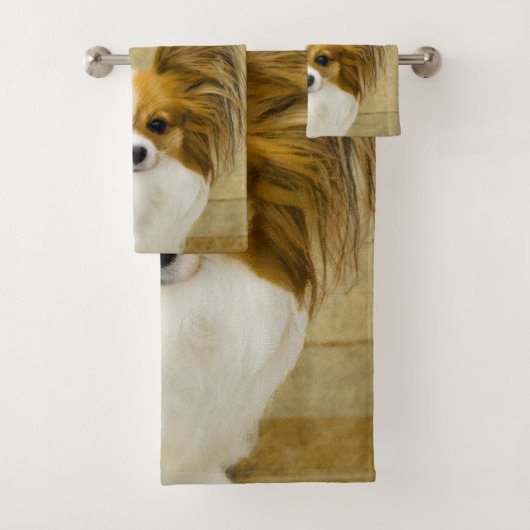 Papillon (Hound Tri) schilderen - Oorspronkelijke Bad Handdoek (Insitu)