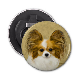 Papillon (Hound Tri) schilderen - Oorspronkelijke  Button Flesopener