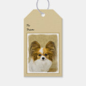 Papillon (Hound Tri) schilderen - Oorspronkelijke  Cadeaulabel (Voorkant)