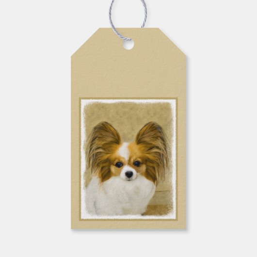 Papillon (Hound Tri) schilderen - Oorspronkelijke  Cadeaulabel (Achterkant)