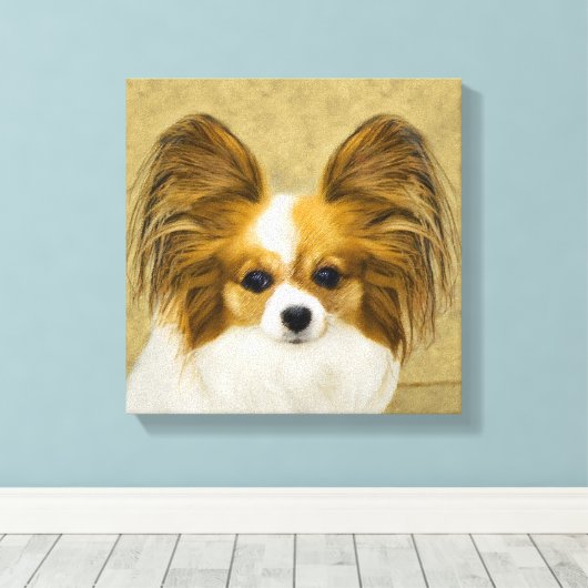 Papillon (Hound Tri) schilderen - Oorspronkelijke  Canvas Afdruk (Insitu (Houten vloer))