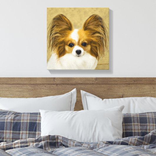 Papillon (Hound Tri) schilderen - Oorspronkelijke Canvas Afdruk (Insitu (Slaapkamer))