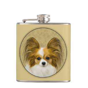 Papillon (Hound Tri) schilderen - Oorspronkelijke Heupfles