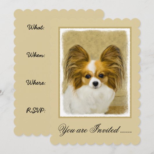 Papillon (Hound Tri) schilderen - Oorspronkelijke  Kaart (Voorkant / Achterkant)