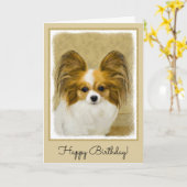 Papillon (Hound Tri) schilderen - Oorspronkelijke  Kaart (Gele Bloem)