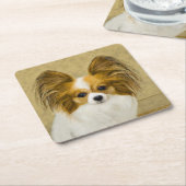 Papillon (Hound Tri) schilderen - Oorspronkelijke  Kartonnen Onderzetters (Schuin)