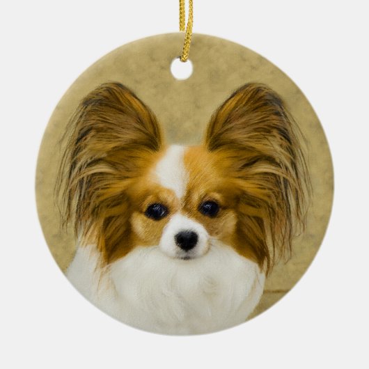 Papillon (Hound Tri) schilderen - Oorspronkelijke Keramisch Ornament (Voorkant)