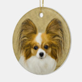 Papillon (Hound Tri) schilderen - Oorspronkelijke Keramisch Ornament (Links)