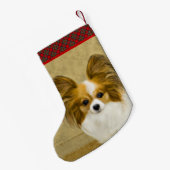 Papillon (Hound Tri) schilderen - Oorspronkelijke  Kleine Kerstsok (Achterkant (Hangend))