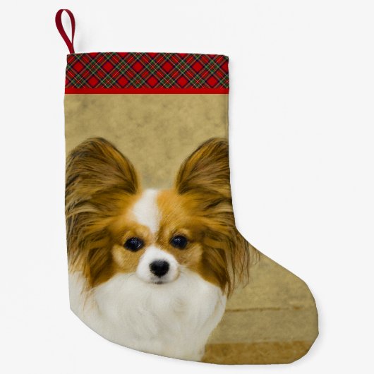 Papillon (Hound Tri) schilderen - Oorspronkelijke  Kleine Kerstsok (Voorkant)