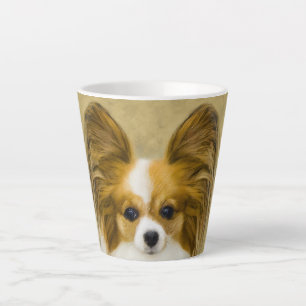 Papillon (Hound Tri) schilderen - Oorspronkelijke  Latte Mok