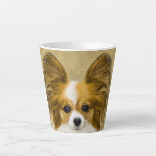 Papillon (Hound Tri) schilderen - Oorspronkelijke Latte Mok (Voorkant)