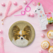 Papillon (Hound Tri) schilderen - Oorspronkelijke Papieren Bordje (Feest)