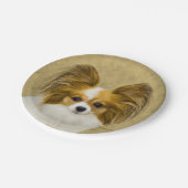 Papillon (Hound Tri) schilderen - Oorspronkelijke Papieren Bordje (Gekanteld)