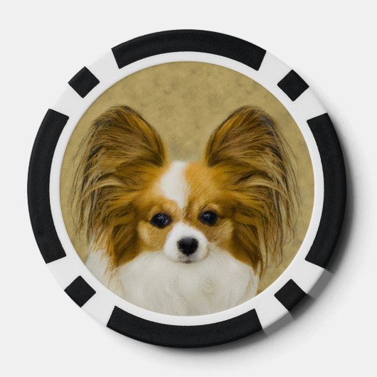 Papillon (Hound Tri) schilderen - Oorspronkelijke  Poker Chips (Achterkant)