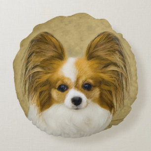 Papillon (Hound Tri) schilderen - Oorspronkelijke  Rond Kussen