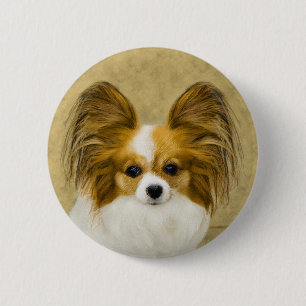 Papillon (Hound Tri) schilderen - Oorspronkelijke  Ronde Button 5,7 Cm
