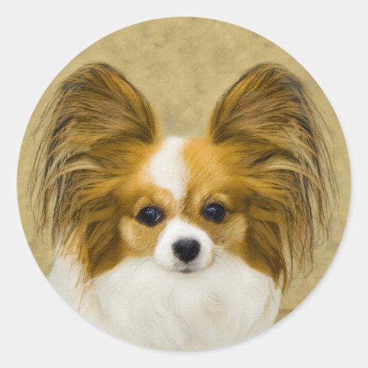 Papillon (Hound Tri) schilderen - Oorspronkelijke  Ronde Sticker (Voorkant)