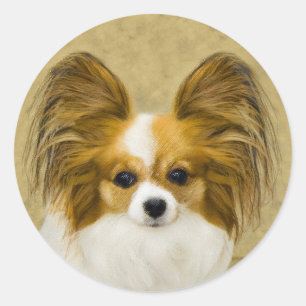 Papillon (Hound Tri) schilderen - Oorspronkelijke  Ronde Sticker