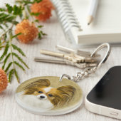 Papillon (Hound Tri) schilderen - Oorspronkelijke  Sleutelhanger (Voorkant Rechts)